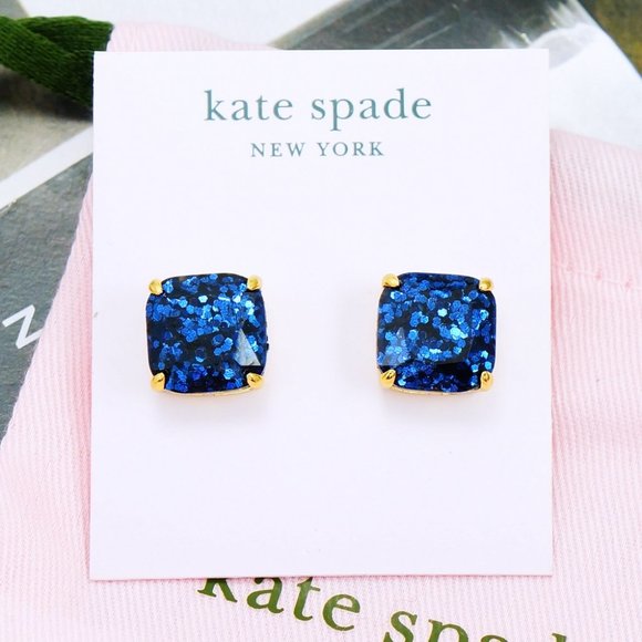 Kate Spade dark blue glitter Square stud earrings